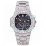 Iced Out Patek Philippe Nautilus 5712G Moon Phase Date Watch 40MM